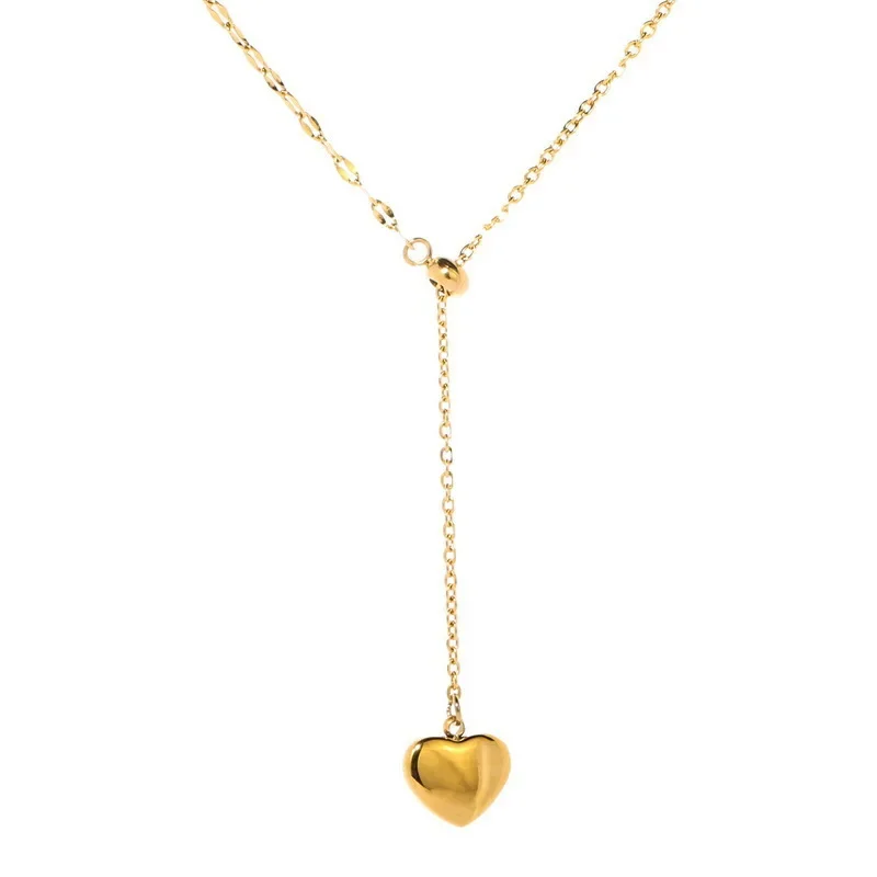 Stainless Steel Love Heart Pendant Necklaces for Women Gold Color Lovers Vintage Clavicle Chain Jewelry Wedding Party Gift