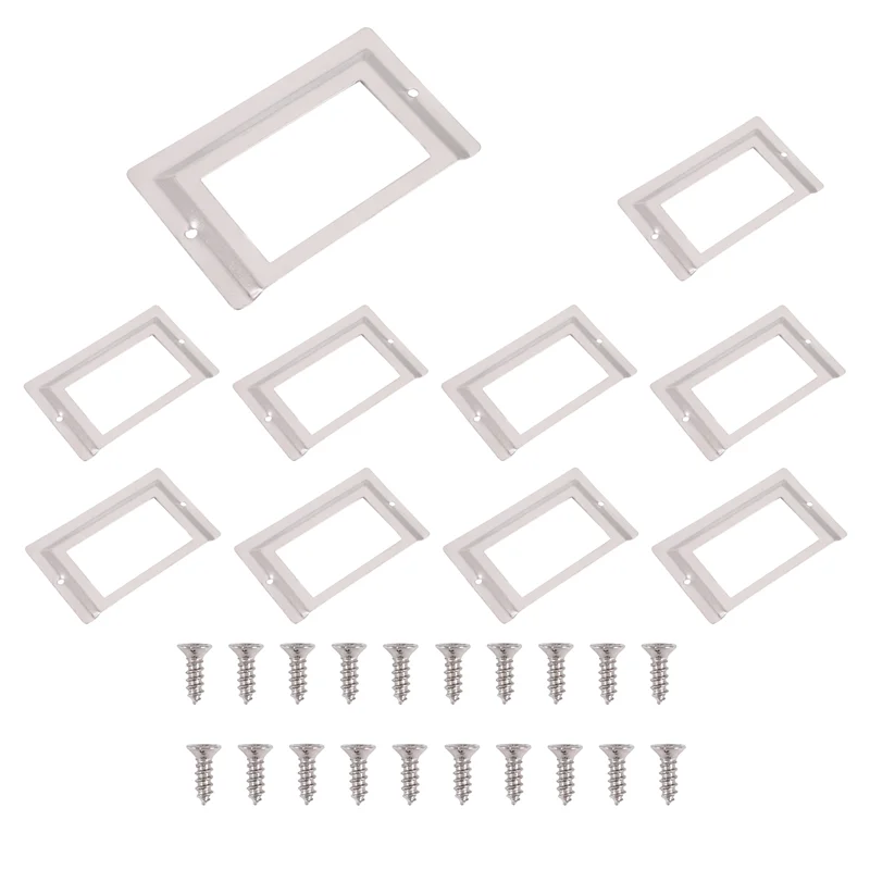 

A93Z Post Office Library File Drawer Metal Tag Label Holder, Silver Tone, 10 Pieces