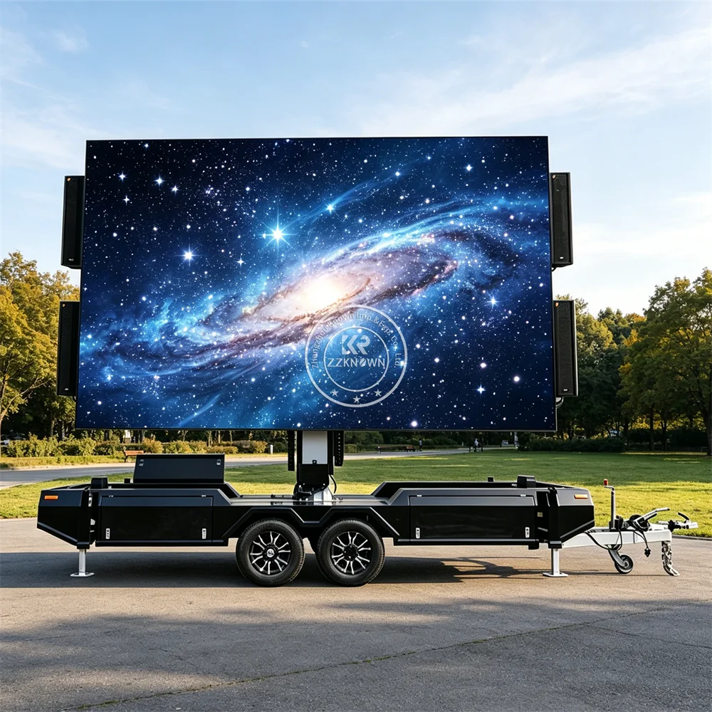 Solar Powered LED Display Trailer Mobile Digital Billboard Screen Trailer For Outdoor Roadside Branding And Marketing Use