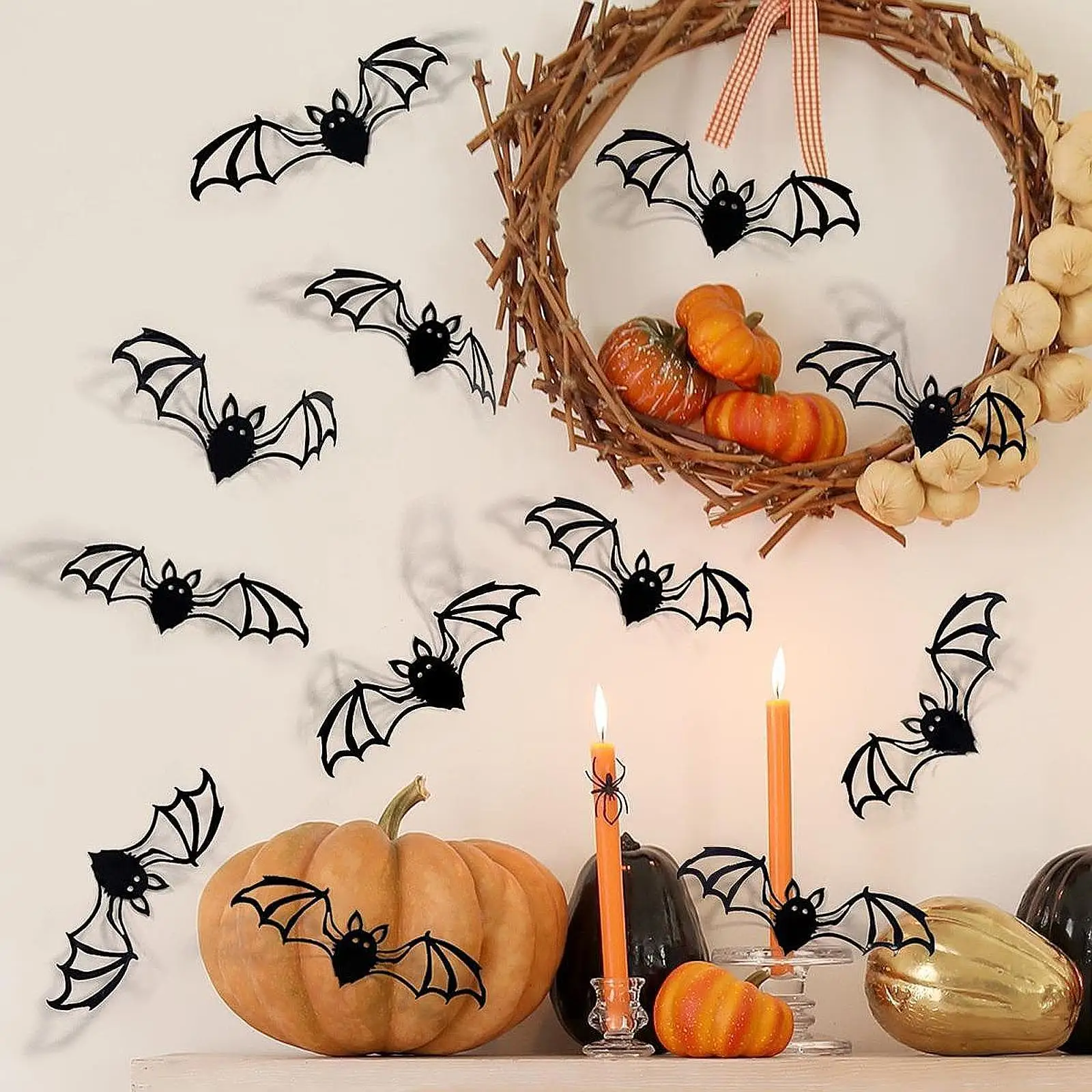 12x Halloween Wall Sticker Home Decor Waterproof 3D Bat Sticker Wall Decorations Background Decoration for Wall Corner Playroom