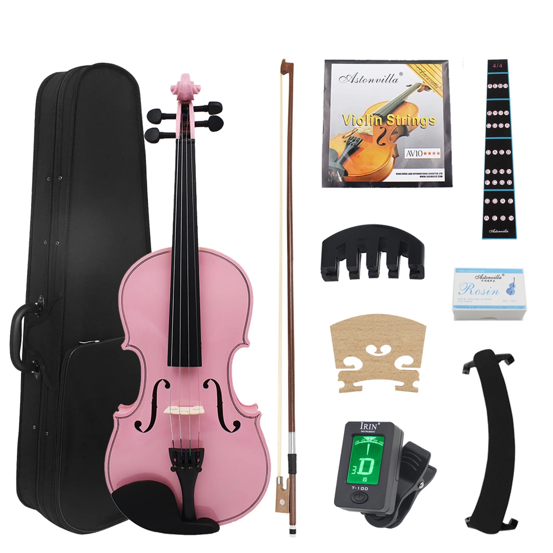 

IRIN V-10 4/4 Colorful Violin Solid Wood Violin Set with Case Accessories Professional Stringed Instruments Violin for Practice