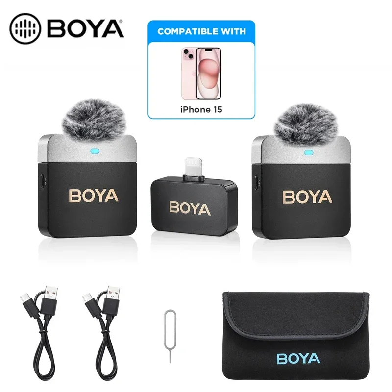 BOYA BY-M1V Wireless Lavalier Lapel Condenser Microphone for iPhone Android Smartphone Camera PC Gaming YouTube Broadcast Vlog