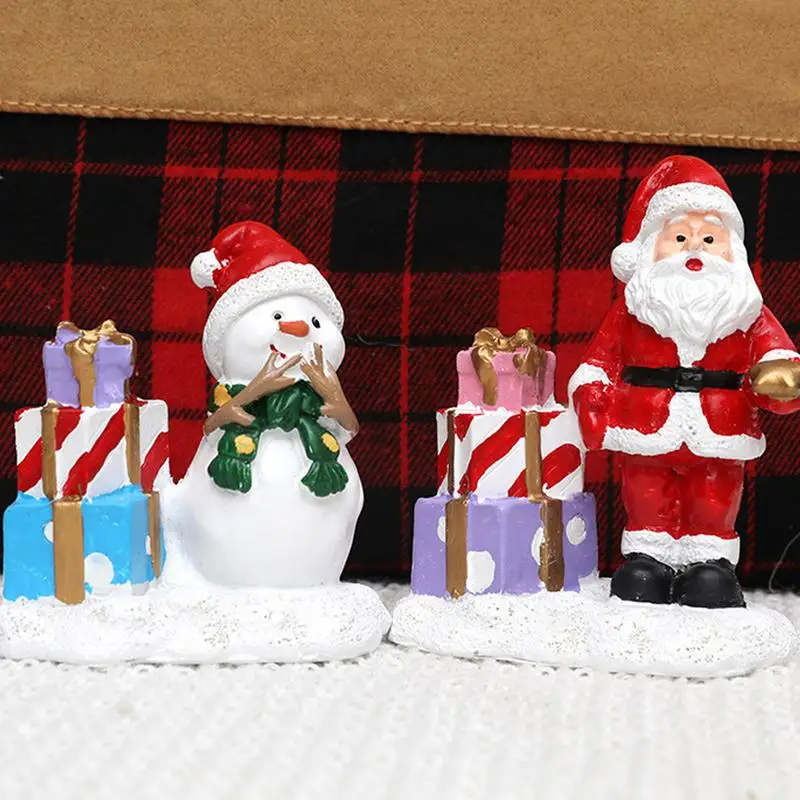 Santa Claus Resin Figurines Snowman Santa Claus Christmas Resin Ornament Vintage Christmas Decor Christmas Village Ornaments For