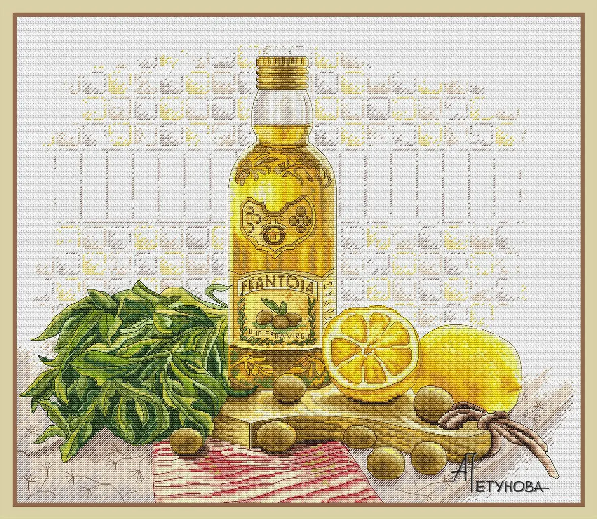 Lemon and olive oil 45-54 DIY Needle Work Cross Stitch Set Counted Cross Stitch Kit  28ct 14ct 32ct Metallic aida