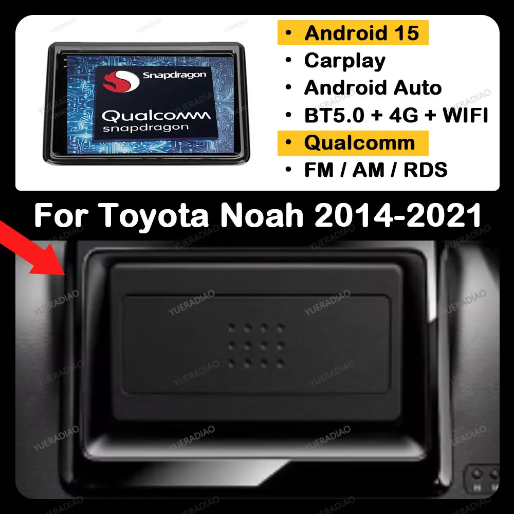 

Android 15 Car Radio For Toyota Noah Voxy R80 2014 - 2021 GPS NAVI Multimedia Video Player 4G LTE 5G WIFI Head Unit Qualcomm BT