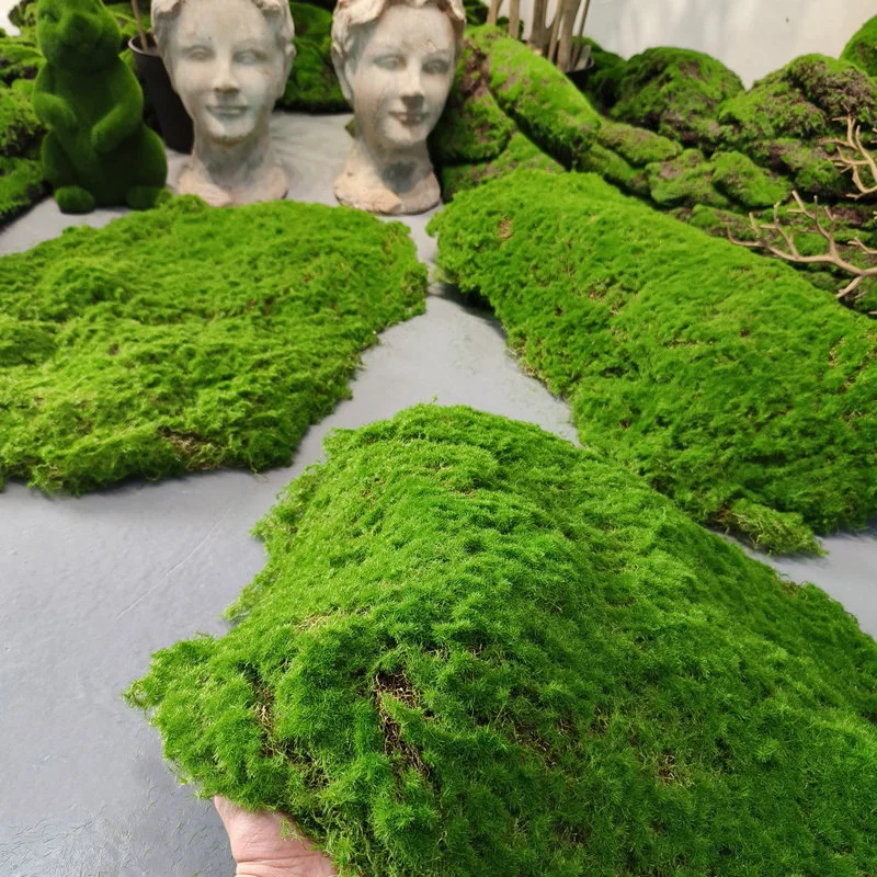 Artificial Green Lawn Moss Sheet with Faux Rose Vines Soft Furnishing Backdrop Fake Grass Carpet for Indoor Wall Party Decor