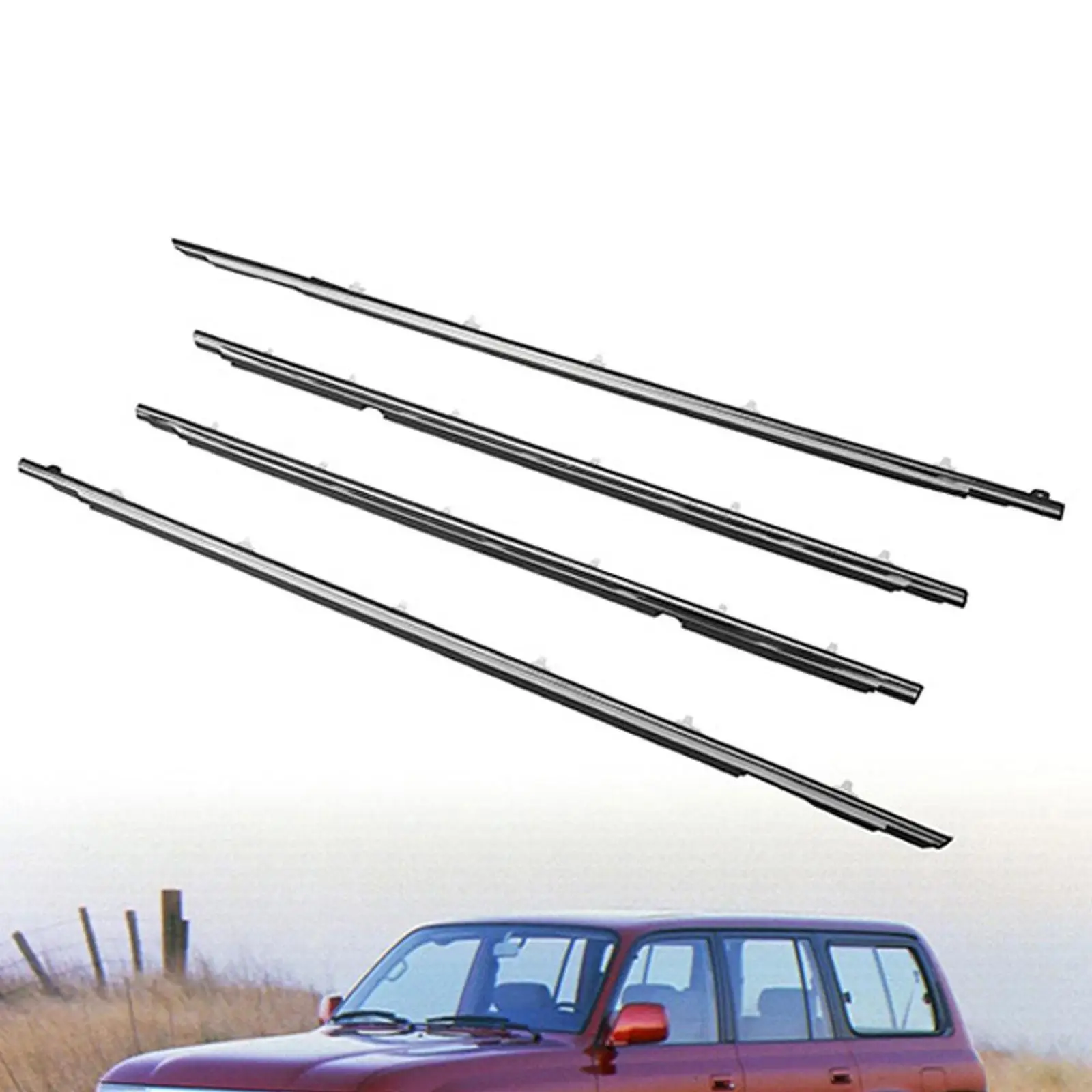 

4Pcs Outer Door Window Moulding Trim 75720-60021 for Land Cruiser 1991-1997 Automobile Accessory Repair Parts Professional