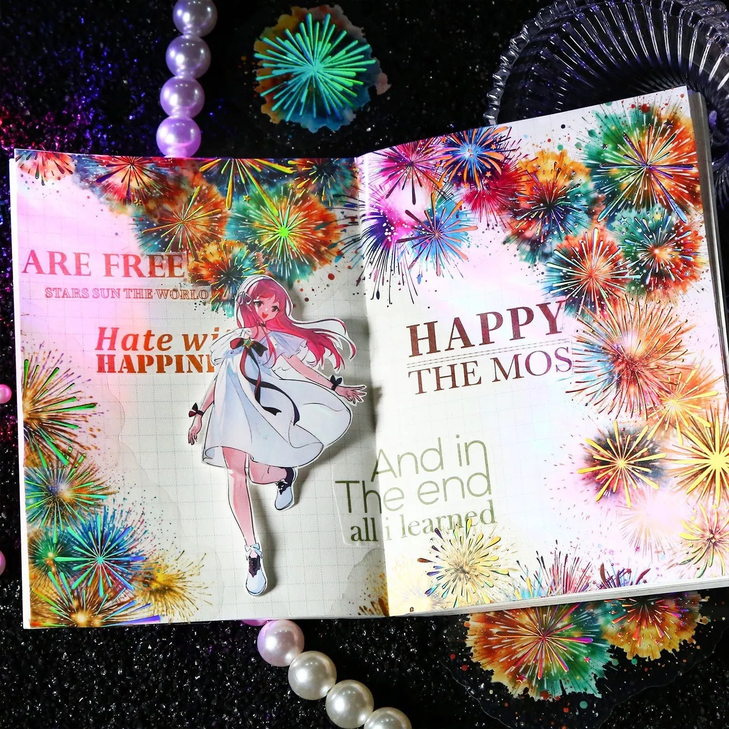 10 Pcs Fireworks Stickers Set Multi Color Fireworks Decals Sticker For Card Making Scrapbooking Journaling art Craft