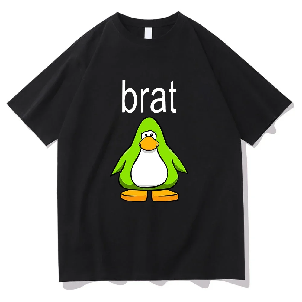 Brat Club Penguin T-shirt Women's Casual Loose Charli XcX Brat Its completely different but still Brat T-shirt Cute T-shirt