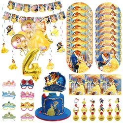 Disney Beauty And The Beast Kit di decorazioni per feste di compleanno ragazza bella e la bestia decorazioni di compleanno fornitura Set di stoviglie