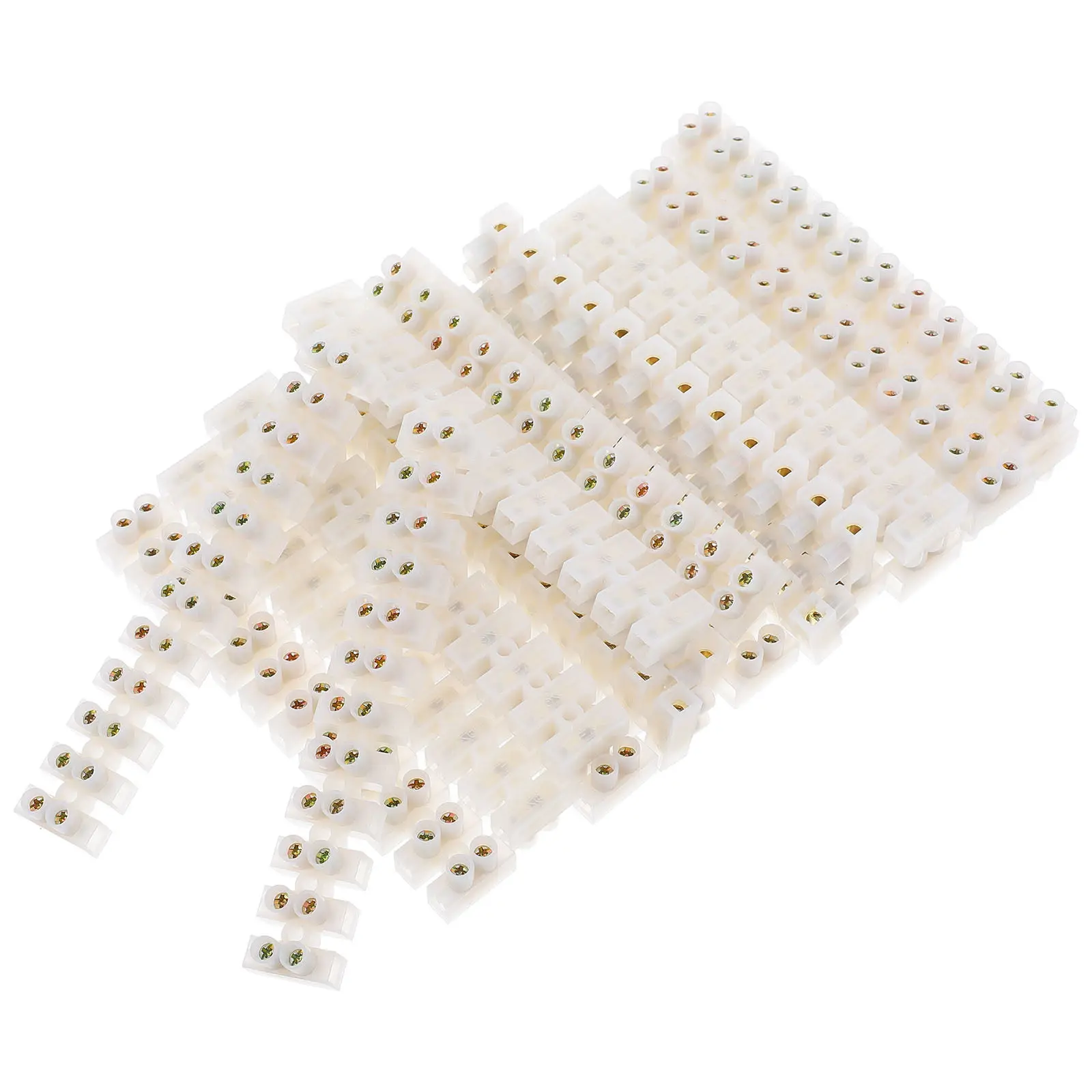 20Pcs 12-Position Electric Terminal Block Dual Row White Screw Connector Strip Compact Barrier Design for Office School Wiring