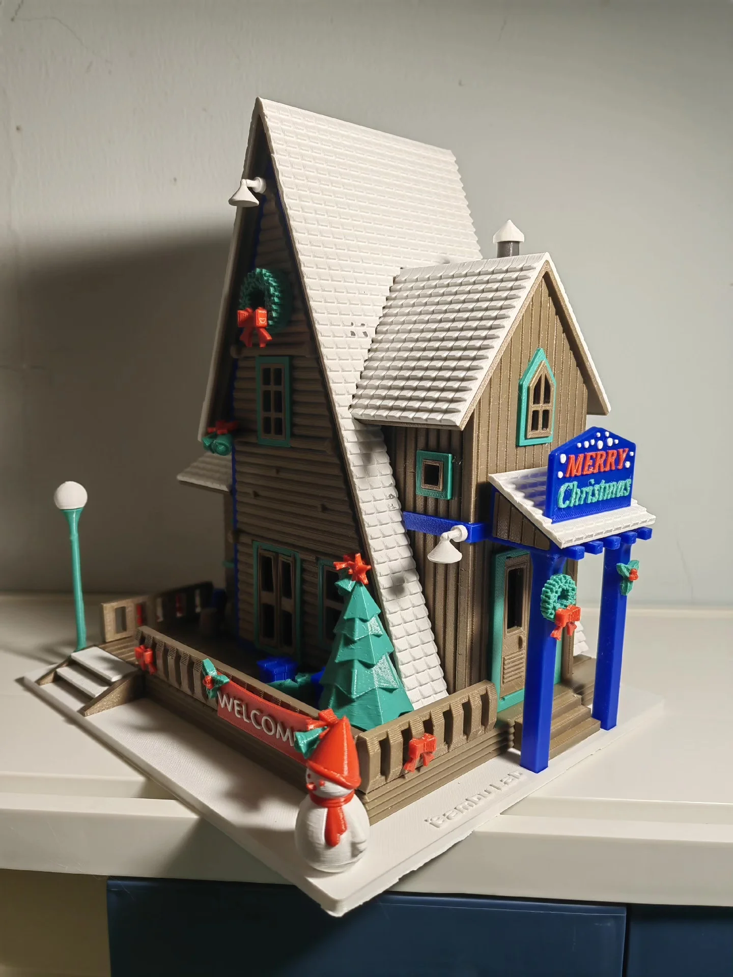 3D Printed Glow-in-the-Dark Christmas House with Controllable Lights & Openable Doors/Windows - Creative Christmas Gift