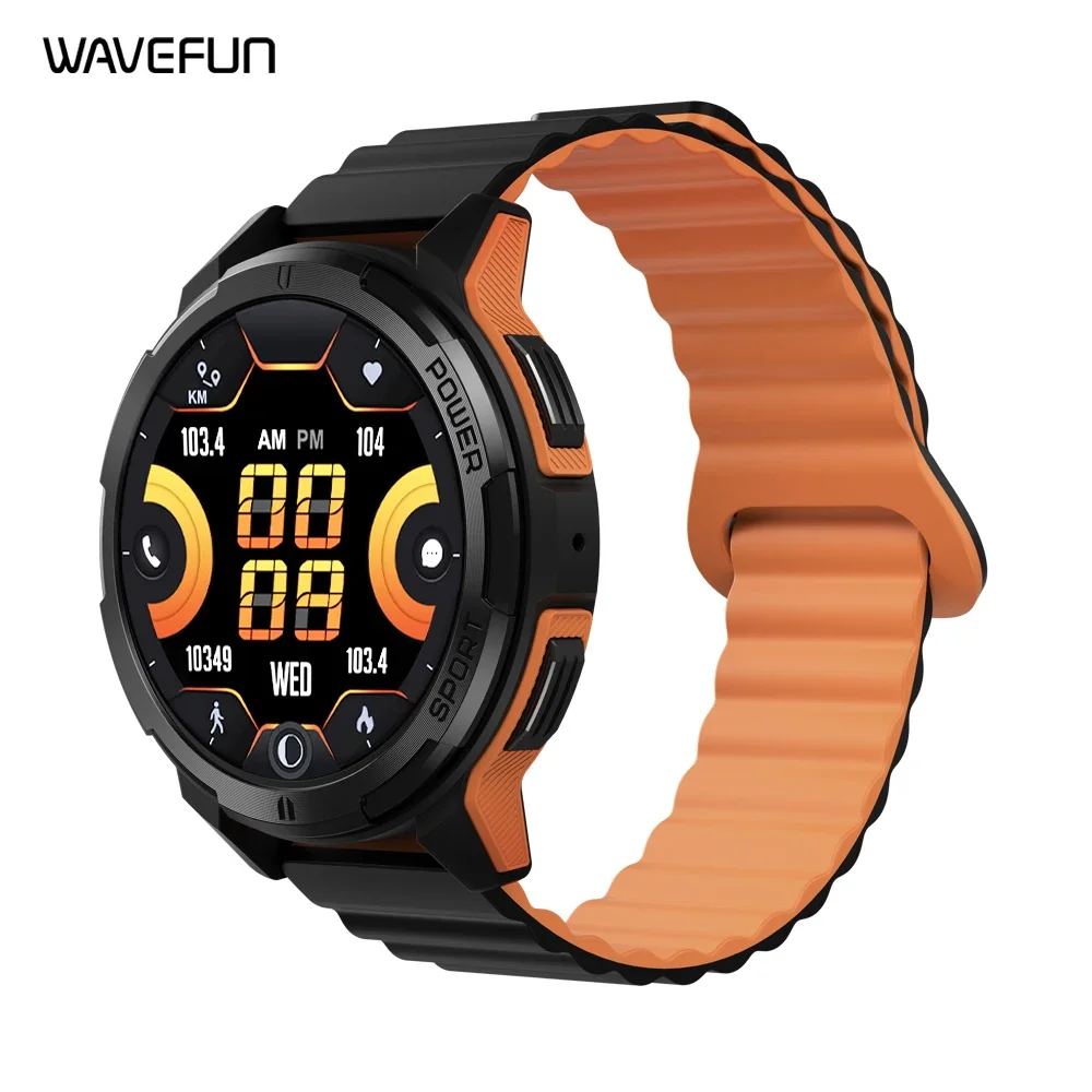 Reloj inteligente Wavefun para hombre, rastreador de ejercicios AMOLED de 1,43 pulgadas, reloj inteligente deportivo resistente, Ultra resistente al agua, llamada Bluetooth, correa doble