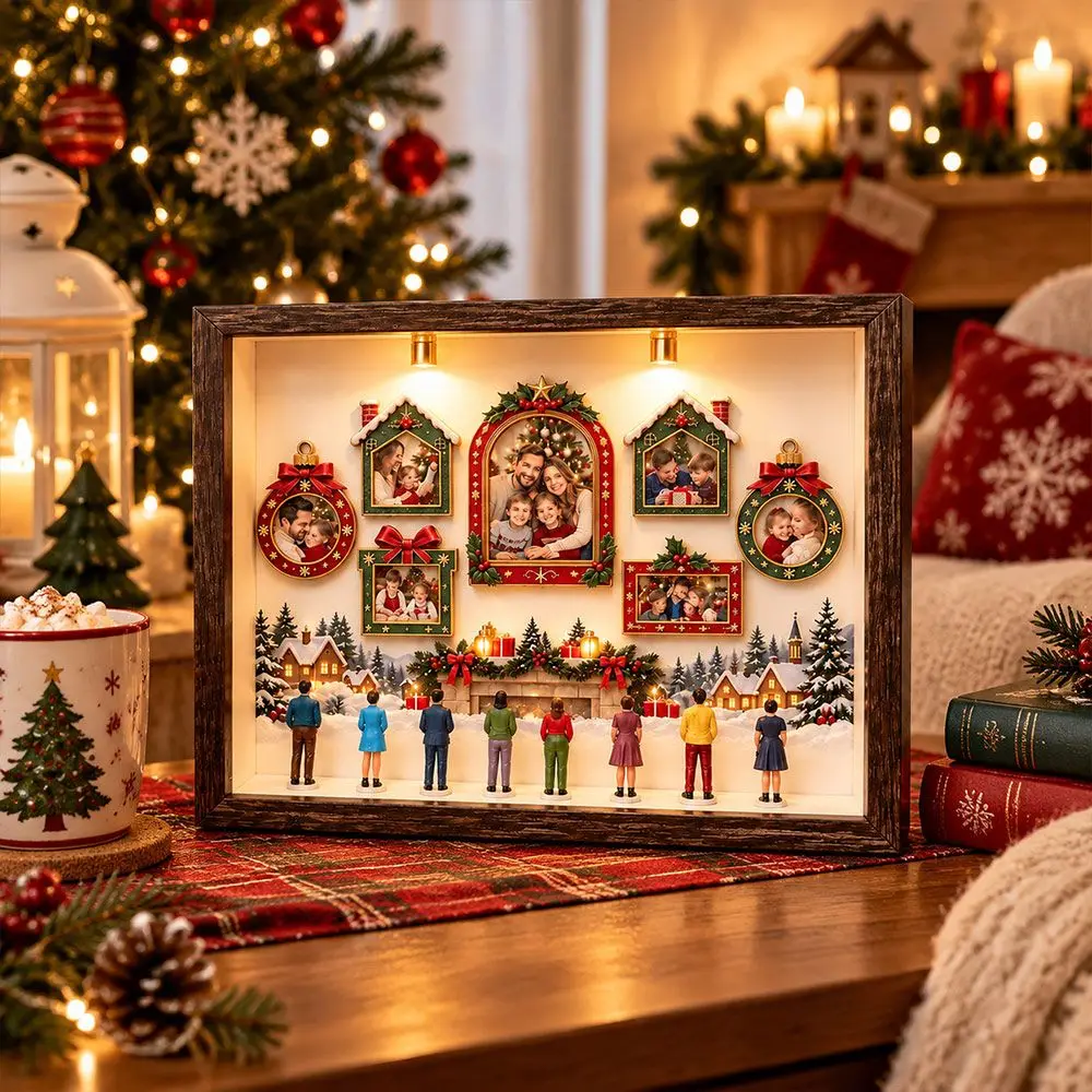 LED Light DIY Mini Museum Silhouette Box 8 Mini Figurines 7 Mini Acrylic Photo Frames Memory Display Kit