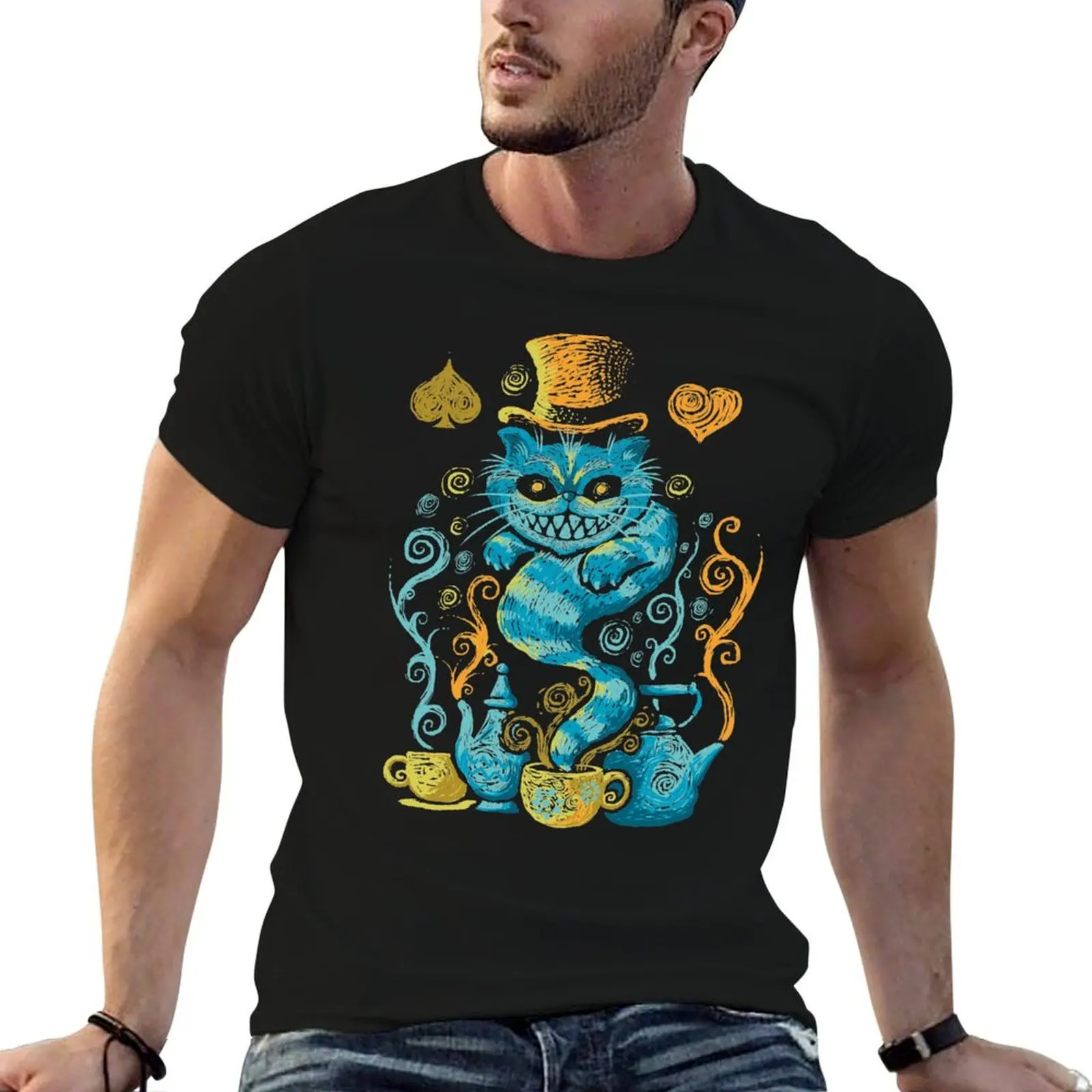 Camiseta Wondercat Impressions, camiseta de algodón, camiseta pack man, camisetas gráficas de lujo para hombre, camiseta