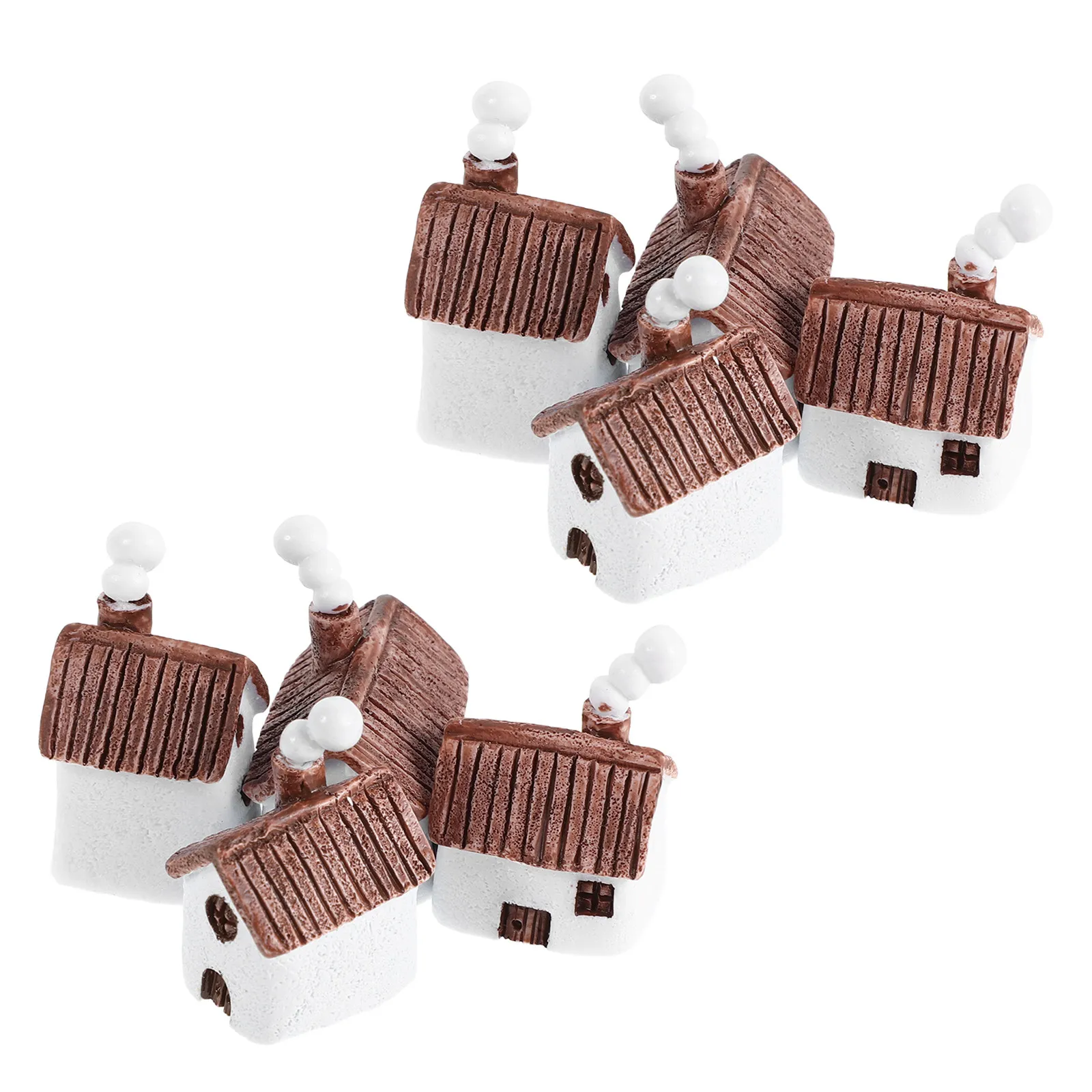 

8Pcs Micro Landscape Decor Vintage Mini House Creative Chimney Design Resin Cottage for Plant Pot Outdoor Miniature Scene