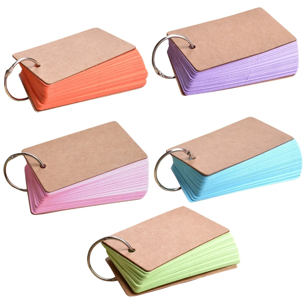 

Colorful Note 5 Books Blank Flashcards Blank Cards Notecard Rings Stationery Flash Index Memo Pads Portable Writing Gifts