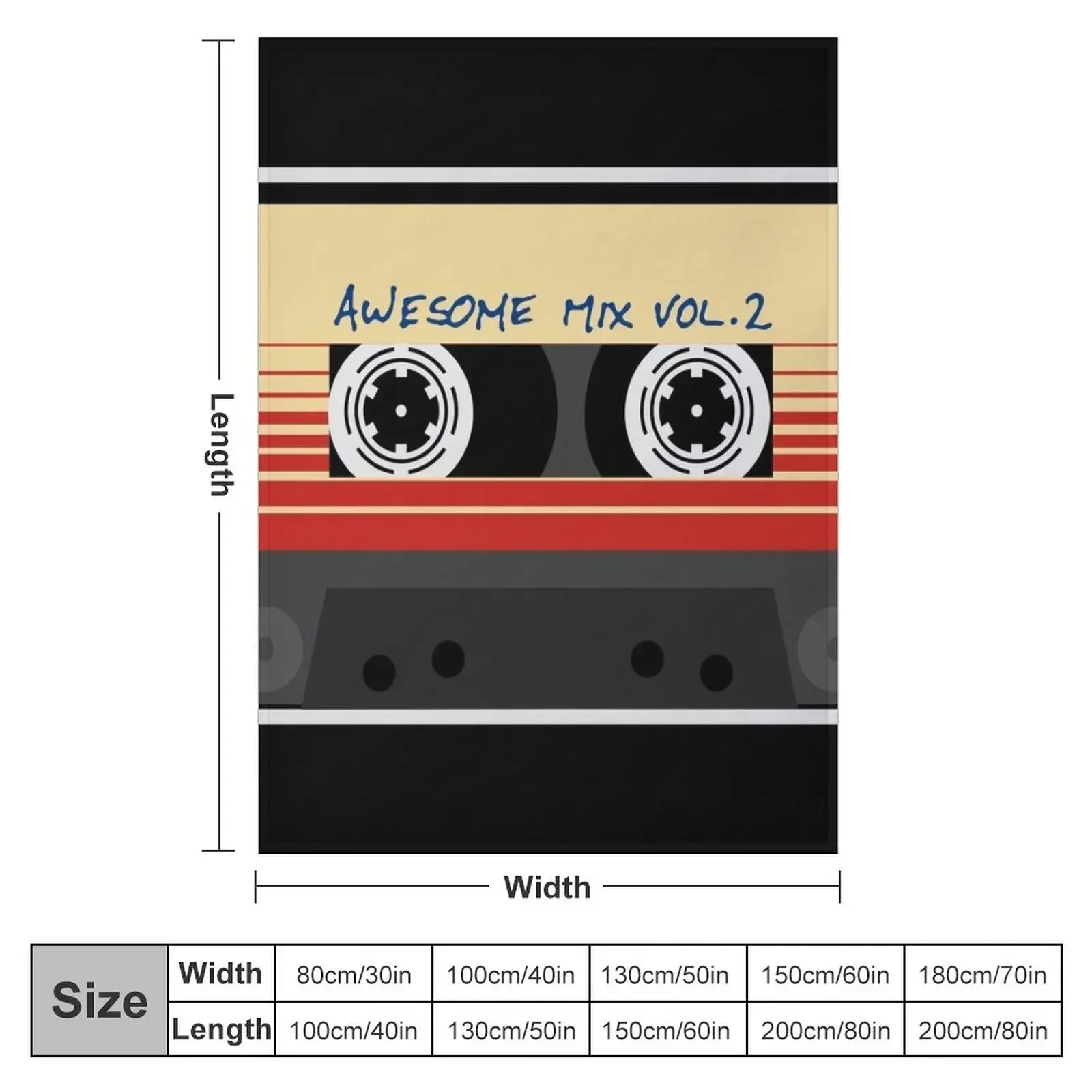 Awesome, Mixtape Vol 2, Cassette, Retro, Throw Blanket Picnic Loose Blankets