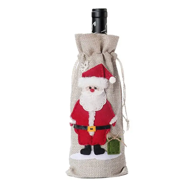 Wine Protector Bags Christmas Wrapping Wine Bottle Protector Christmas Drawstring Red Wine Bottle Cover Bags For Travel Wedding