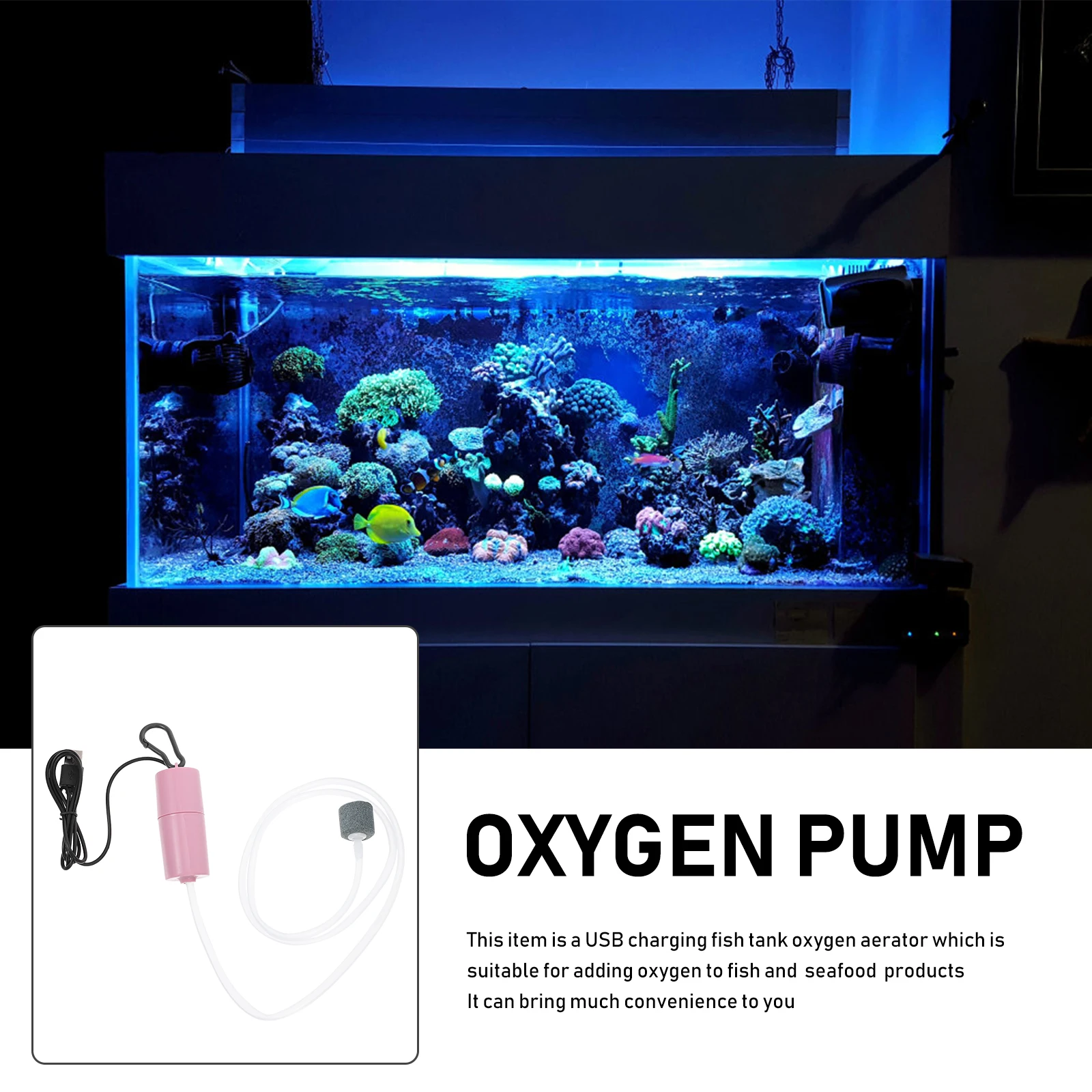 

1Set Mute Aquarium Oxygen Pump USB Charging Fish Tank Air Aerator Portable Small Size Oxygenation Tool for Fish Tank