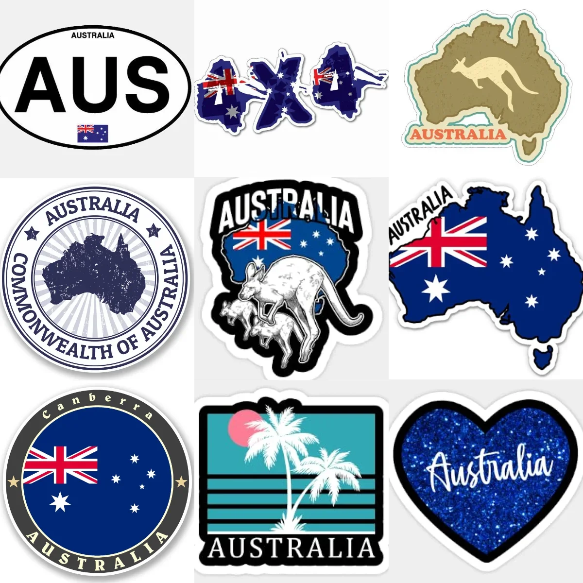 

AUS Australia Flag Map Kangaroo Creative Car Stickers for Car Bicycle Motorcycle Helmet Window Wall Decoration Accessories