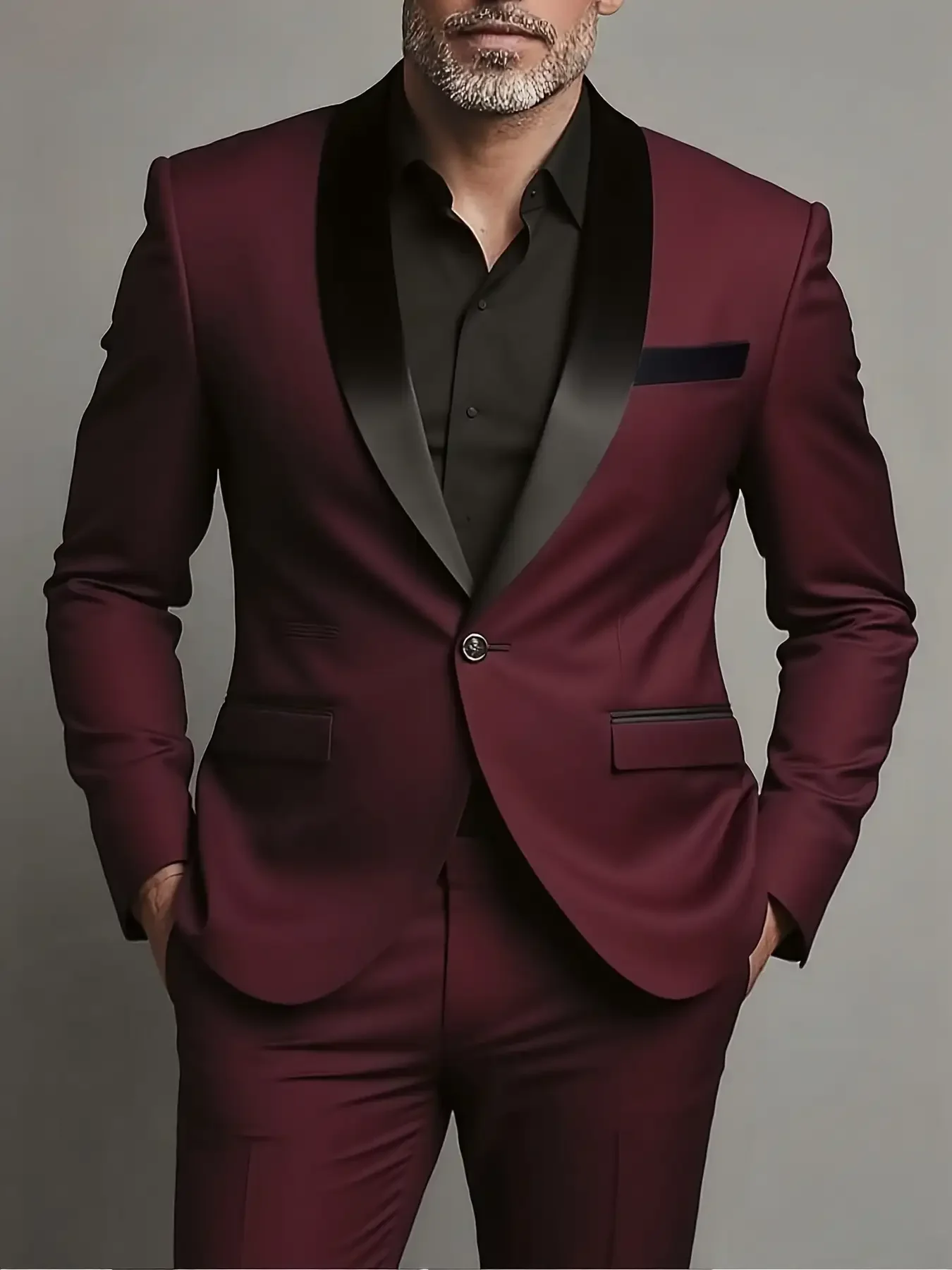 

2pcs Men's Formal Suit Set - Stylish Jacket Pants Combo for Party Occasions