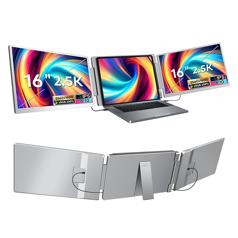 2025 New Fopo 16 Inch 2.5K  2560*1600  SRGB 100% FHD  Laptop Triple Portable  360° Flip  Compatible With 12-18.5'' Wins, Mac