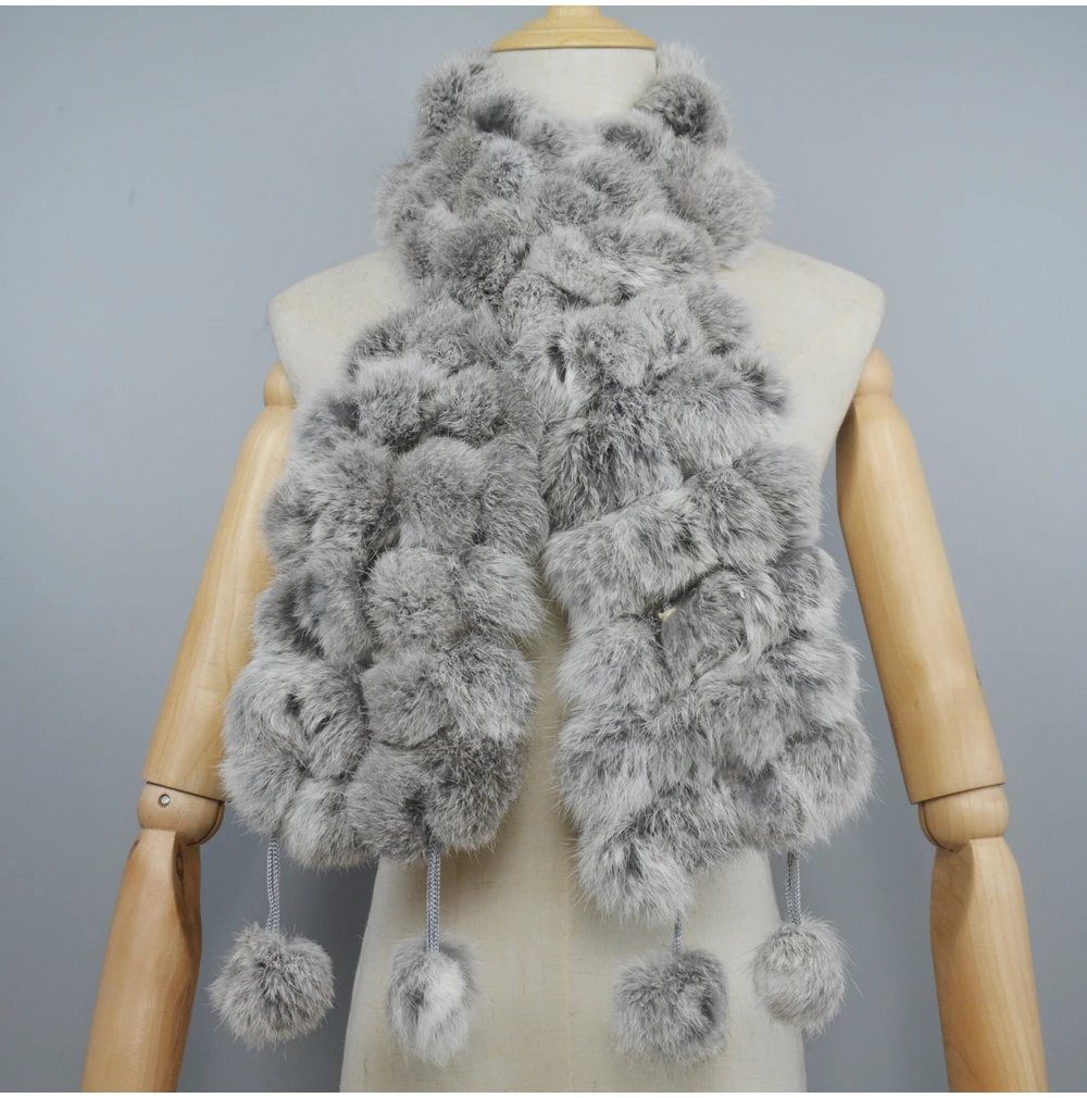 New Women Natural Real Rabbit Fur Scarf Winter Warm Rabbit Fur Neckerchief Lady Real Rabbit Fur Ring Scarves Wholesale Retail