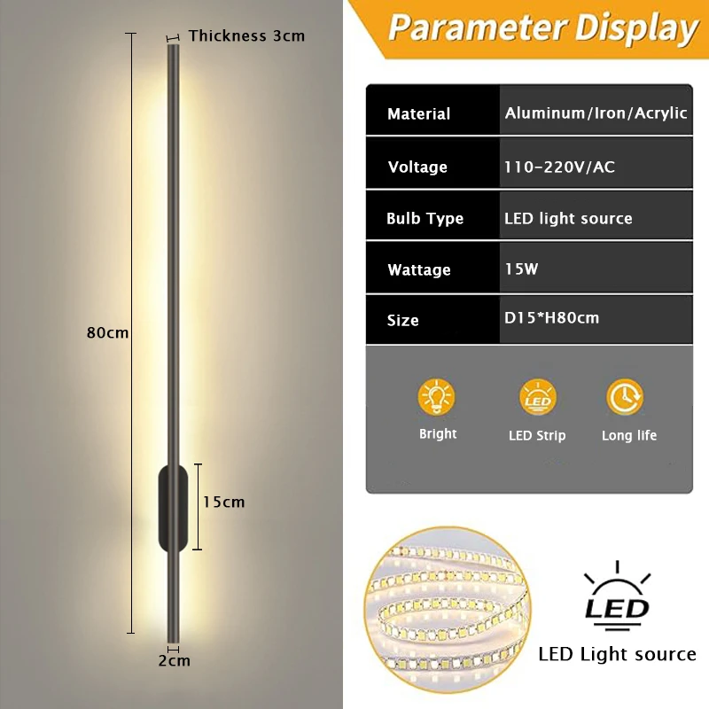 Imagem -06 - Lâmpada de Parede Led Moderna para Sala de Estar Luzes Interiores Quarto Sofá tv Fundo Decoração Iluminação de Tira Longa 110v 240v