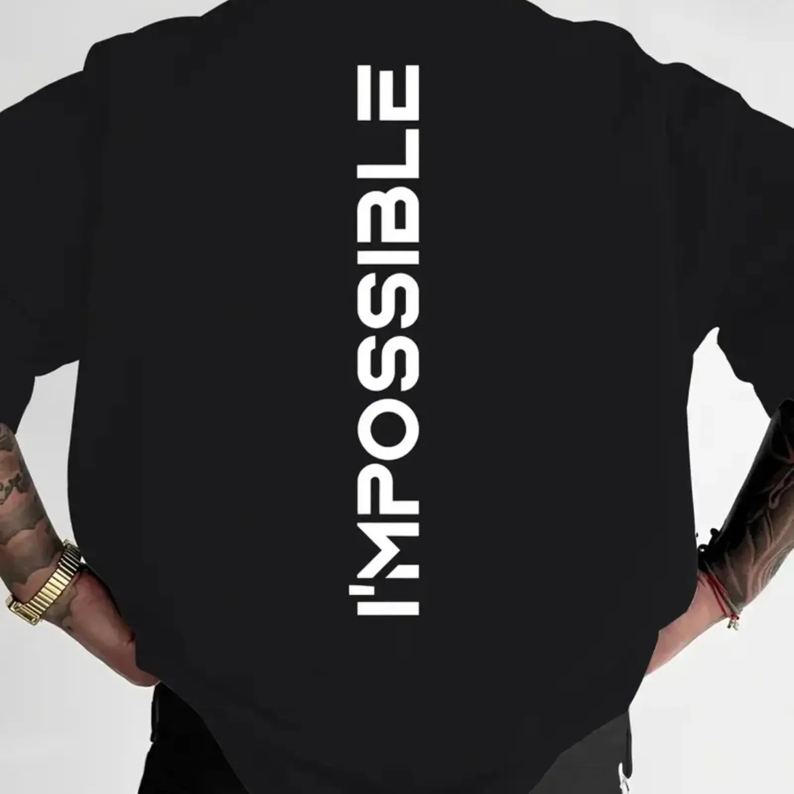 I'm Impossible Men's Oversized T Shirt Streetwear Fashion 100 Cotton vintage Washed Slightly Unisex Casual Breathable Stretched