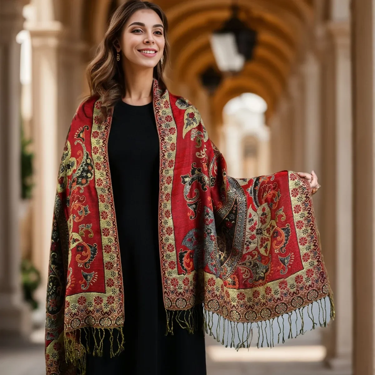 

2024, новый роскошный кашемировый женский шарф с принтом, зимняя теплая шаль и накидки, бандана из пашмины, длинный жаккардовый женский платок с узором пейсли