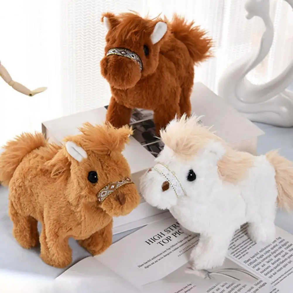 Electric Plush Horse Toy with Sound Kids Walking Interactive Horse Plushie Simulation Plush Horse Toy Stuffed Animal Toy