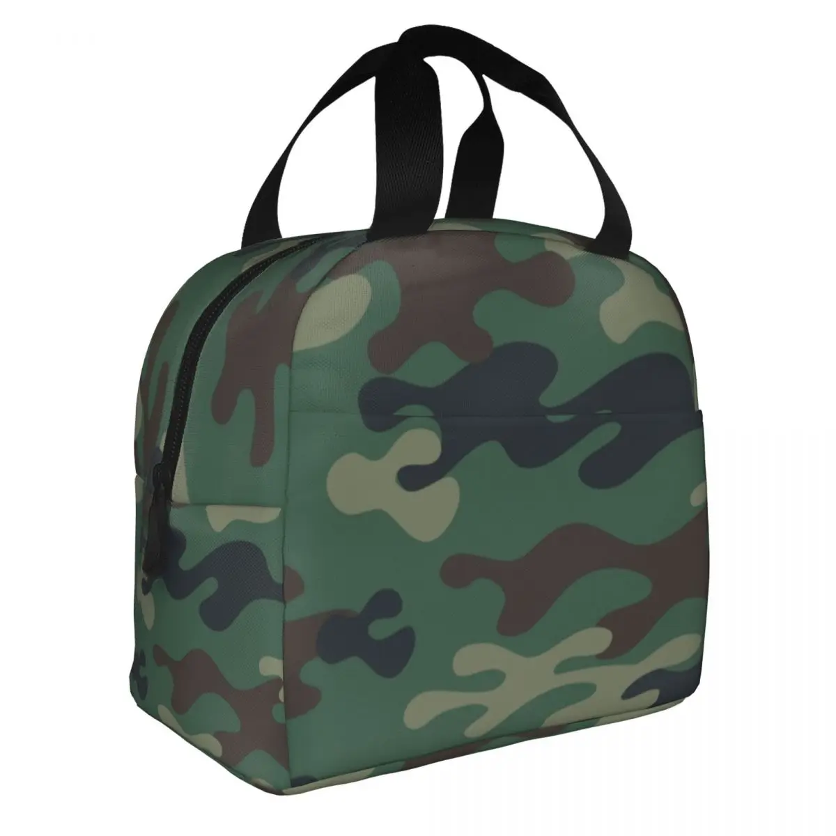 Green Military Camouflage Insulated Lunch Bags for Women Arm War Soldier Camo Resuable Thermal Cooler Food Lunch Box Travel