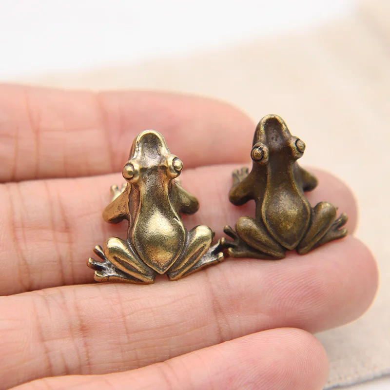 تماثيل ضفدع صغير من النحاس قديمة يدوية حيوان علجوم إكسسوارات مكتب ديكور منزلي حرف يدوية ديكور حيوانات الشاي - 5