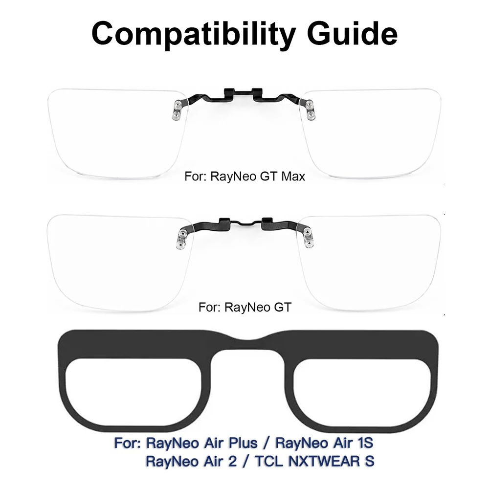 Für TCL RayNeo Air 1S/2/Air 2S/Air 3S Pro/Air4 Pro/GT Max Smart Glasses: Maßgefertigte Linsen für Kurzsichtigkeit und Weitsichtigkeit, Blaulichtfilter- und Blendungsreduzierende Linsen – Detail 2