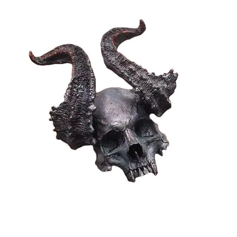 New Vintage Domineering Black Gun Skull Horn Open Rings for Men Punk Fashion Jewelry Retro Middle Ages Ring Party Gift Wholesale