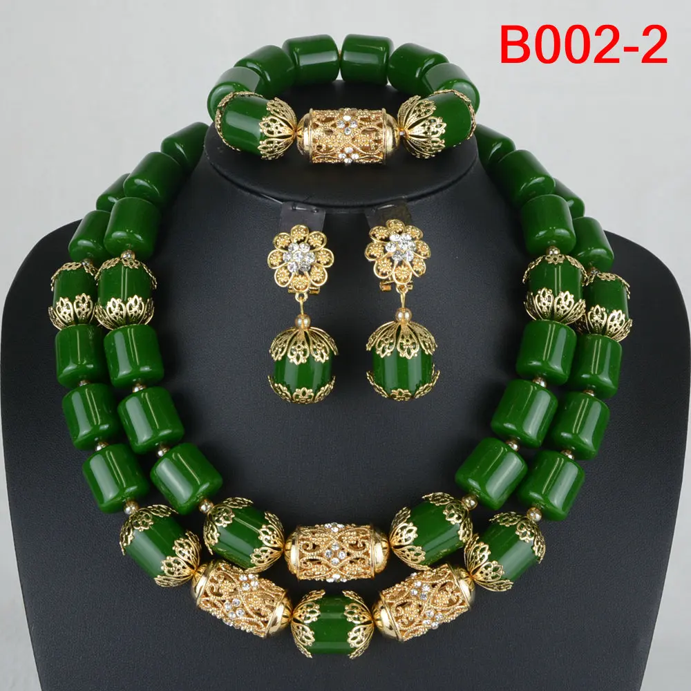 High Quality 2 Layers Artificial Coral Bead African Wedding Jewelry Set Women Necklace Nigeria Bride Party Gift