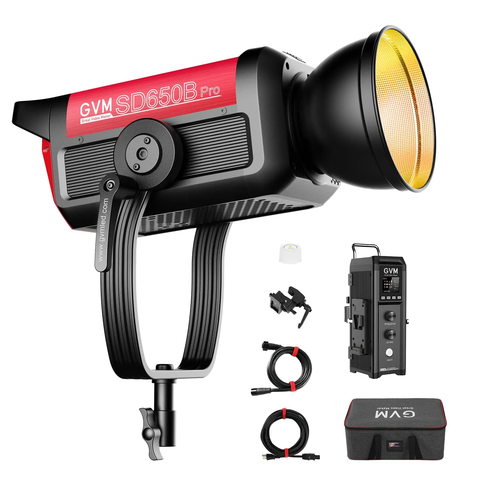 GVM Pro SD650B 650W Led Video Light Studio Light with Bowen Mount 81300lux/m Continuous Output Photography Lighting kit