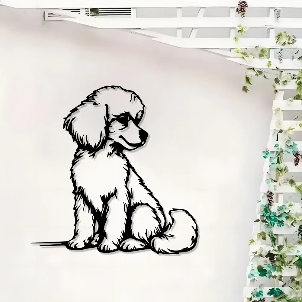 CIFBUY Poodle Metal Wall Art Statue Mural Rust-Resistant Decor Living Room Garden Fences Christmas Birthday Gift Pet Lovers