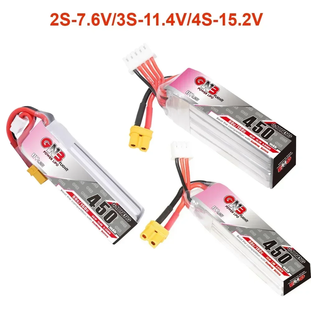 

GAONENG GNB 450mAh 2S-7.6V 3S-11.4V 4S-15.2V HV 80C/160C Long Type Lipo Battery For FPV Drone RC Helicopter Quadcopter Parts