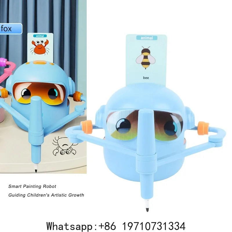 Kids Drawing Robot for Boys Girls Interactive Educational Auto Drawing Robot with 100 Cards 12 Color Pens Preschool Learning