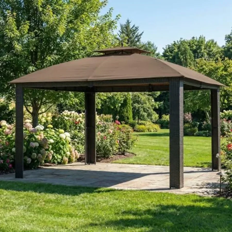 Reinforced RipLock 350 Replacement  Top Cover Compatible with Riviera Sonoma Wicker 10 x 12 Gazebo Models L-GZ815PST A111012500
