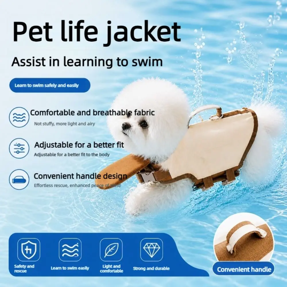 High Flotation Dog Life Jacket Waterproof Material Adjustable Straps Puppy Swimming Vest Chin Rest Design Breathable Fabric