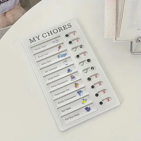 1 pcs Kids Chore Chart with 5 pcs Blank Card,Plastic Checklist Board with Detachable Cardstock to Do List for Routine Planning