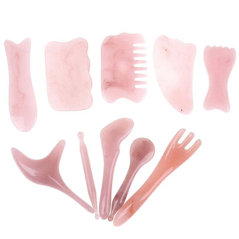 Natural Rose Quartz Jade Gua Sha Board Acupuncture Massage Facial Gouache Pink Quartz Massage Face LiftingStone Guasha Scraping