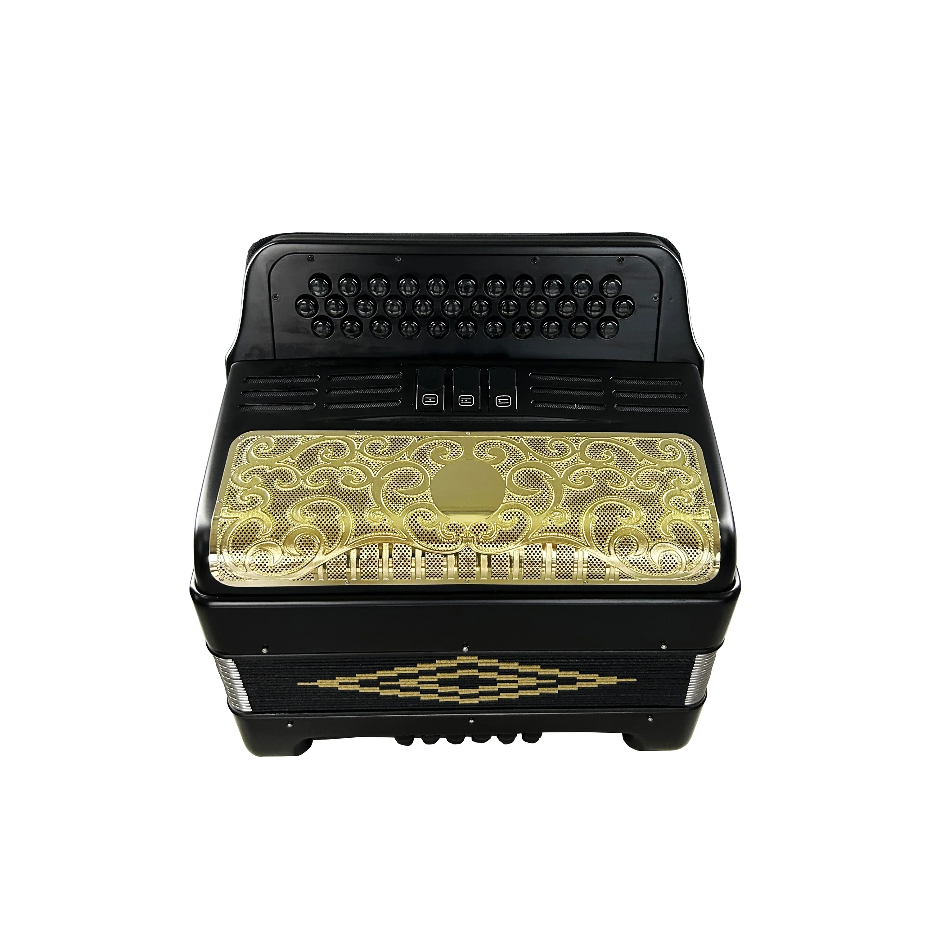 المهنية 34 زر الأسود ماتي الأكورديون JB3412C 12 باس و 3 سجلات الذهب شواء Diatonic آلة موسيقية الأكورديون