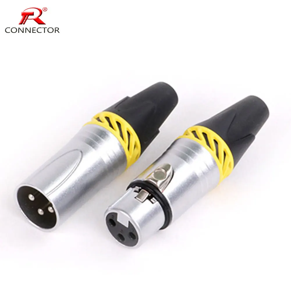 1PC 3 Pin Cannon XLR Microphone Cable Connector Male Plug Female Jack for Audio Mic Speaker Systems Radio Station 6 Colors