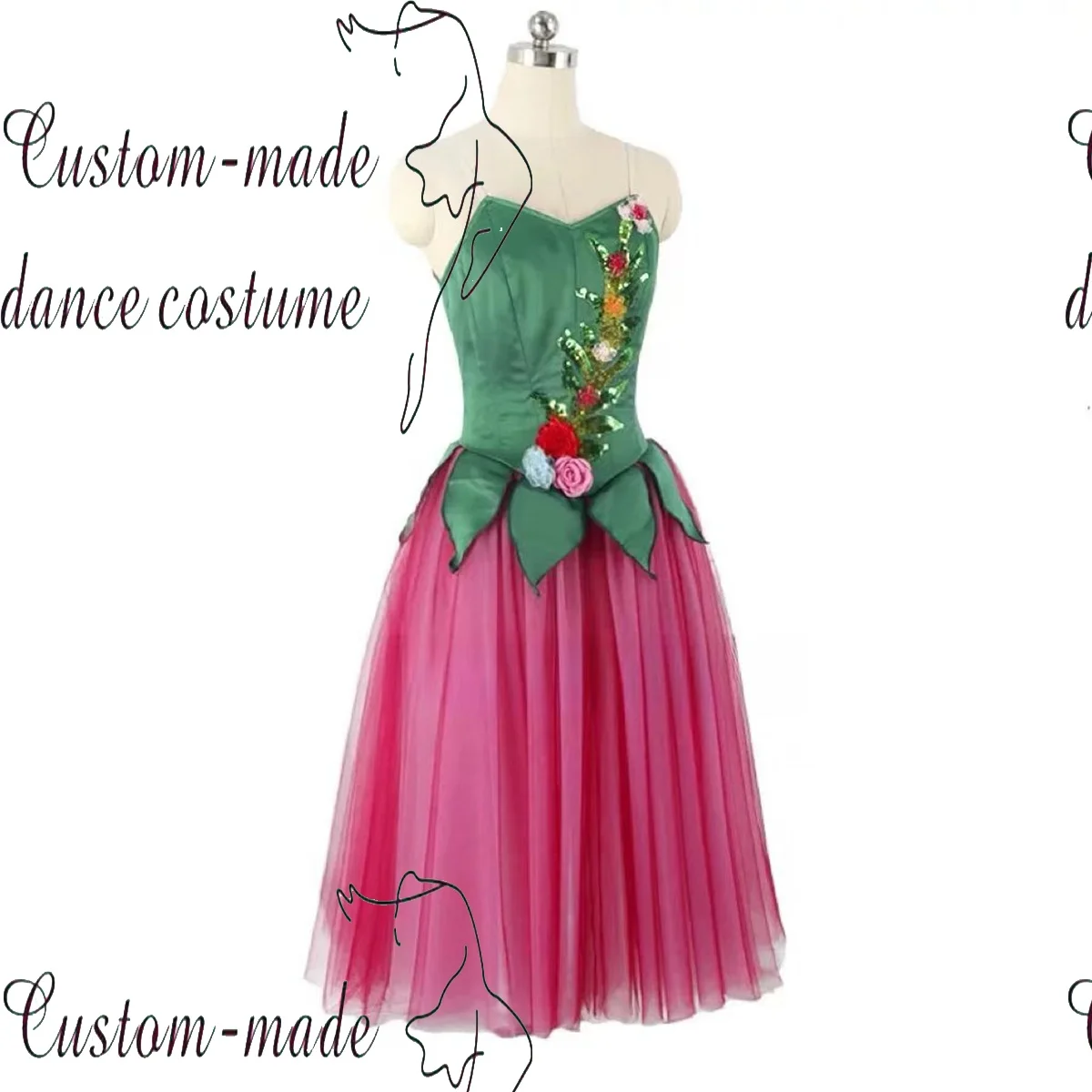 El despertar del dios de las flores en primavera y las variaciones de la falda de ballet de la diosa de las flores falda larga de rendimiento para niños