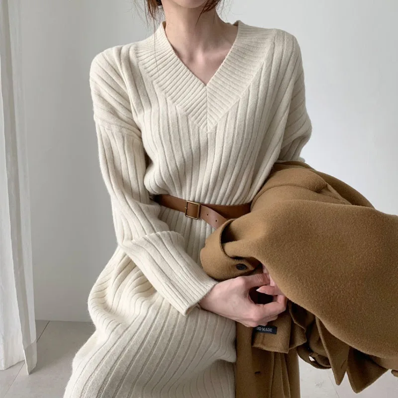

Inner Sweater Korean Style Sexy Bodycon Skirt 2025 New Autumn and Winter Knit Dress Mini Dress Keep Slim Solid Color CQ366