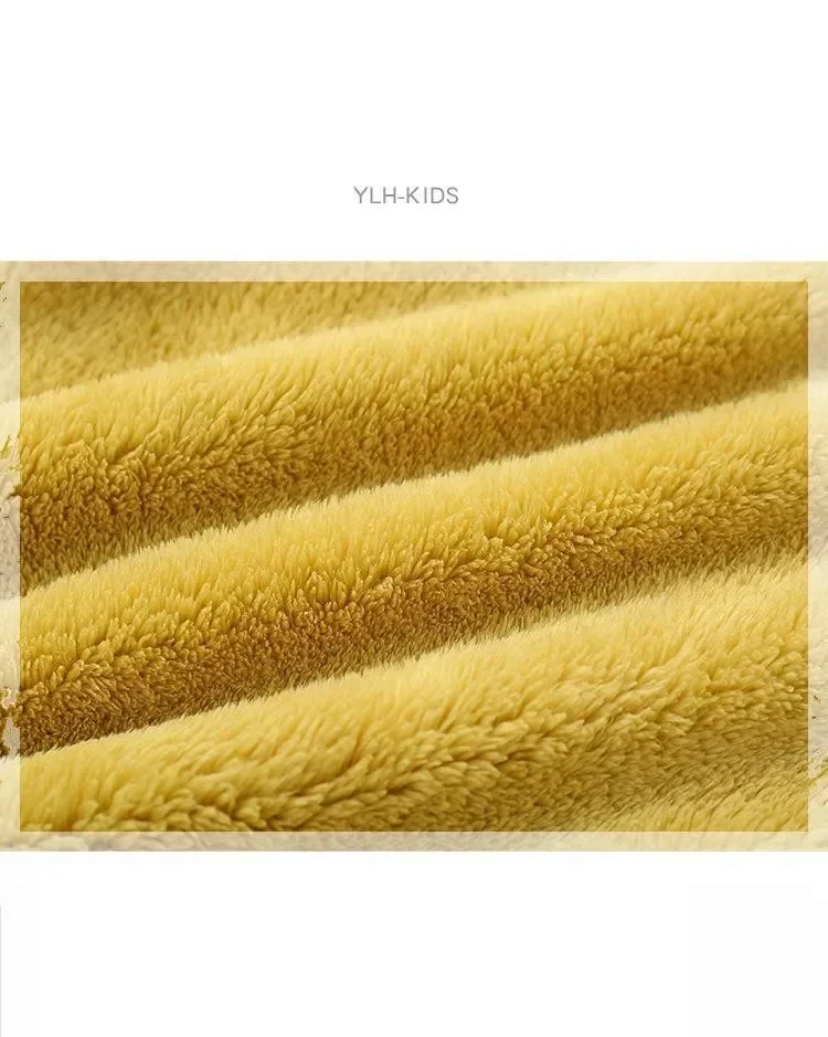 Einfarbiger Plüschmantel für Kinder, Jungen und Mädchen, Herbst-Winter, warme Freizeitjacke, Kleinkind-Oberbekleidung, Kindermantel, Kleidung – Detail 1